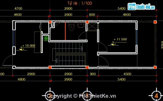 nhà ống,nhà ống lệch tầng,Bản vẽ autocad